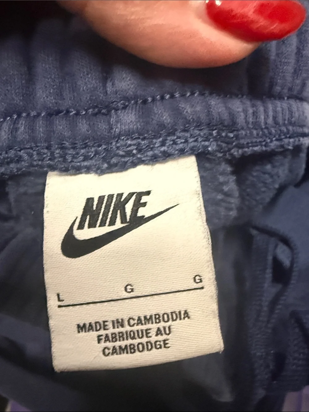 Nike Kids Navy Blue Fleece Joggers with White Logo